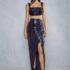 Metallic Ruched Maxi Skirt Co-ord -Ladies Clothing Shop black metallic ruched maxi skirt co ord