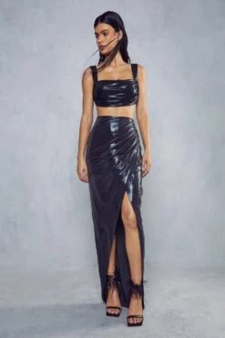 Metallic Ruched Maxi Skirt Co-ord