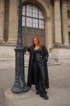 Miss Joslin Leather Look Longline Coat