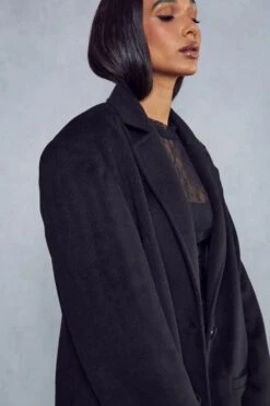 Miss Joslin Wool Look Dad Coat -Ladies Clothing Shop black miss joslin wool look dad coat 3