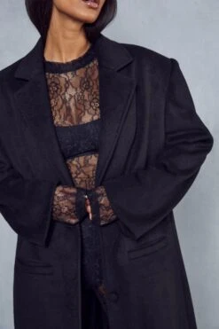 Miss Joslin Wool Look Dad Coat -Ladies Clothing Shop black miss joslin wool look dad coat 6