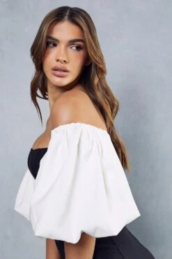 Monochrome Puff Sleeve Mini Dress -Ladies Clothing Shop black monochrome puff sleeve mini dress 5