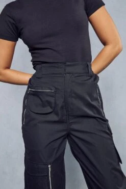 Multi Pocket Cargo Trouser -Ladies Clothing Shop black multi pocket cargo trouser 1 4