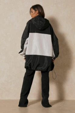 Nylon Contrast Windbreaker Jacket -Ladies Clothing Shop black nylon contrast windbreaker jacket 2