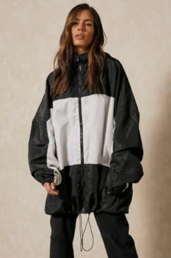 Nylon Contrast Windbreaker Jacket