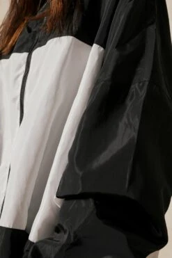Nylon Contrast Windbreaker Jacket -Ladies Clothing Shop black nylon contrast windbreaker jacket 5