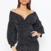 Off The Shoulder Glitter Mini Dress -Ladies Clothing Shop black off the shoulder glitter mini dress