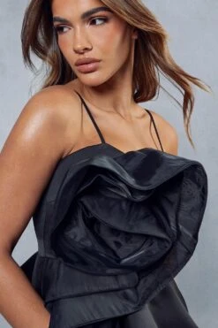 Organza Corsage Top & Satin Trouser Co-ord -Ladies Clothing Shop black organza corsage top satin trouser co ord 4