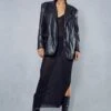 Oversized Leather Look Blazer -Ladies Clothing Shop black oversized leather look blazer