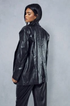 Oversized Leather Look Blazer 10 Oversized Leather Look Blazer -Ladies Clothing Shop black oversized leather look blazer 2