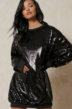 Oversized Sequin Jumper Dress