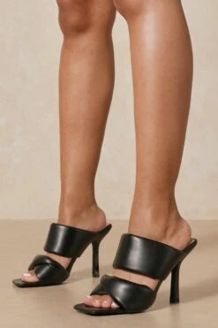Padded Twist Front Heeled Mules