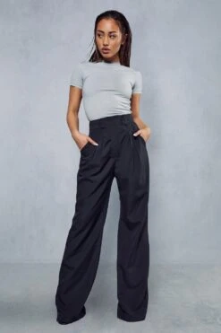 Pleat Front Relaxed Trouser -Ladies Clothing Shop black pleat front relaxed trouser 4