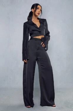 Plisse Side Wide Leg Trousers