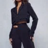 Pocket Detail Cropped Blazer -Ladies Clothing Shop black pocket detail cropped blazer