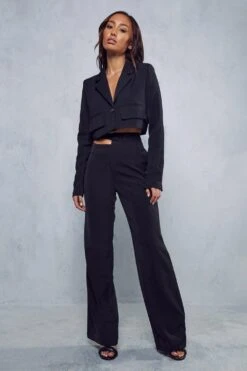 Pocket Detail Cropped Blazer -Ladies Clothing Shop black pocket detail cropped blazer 3