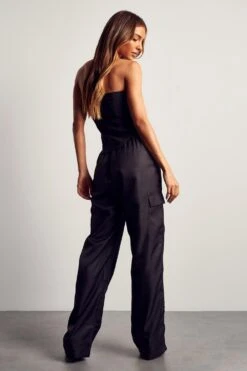 Pocket Detail Straight Leg Cargo Pant -Ladies Clothing Shop black pocket detail straight leg cargo pant 2