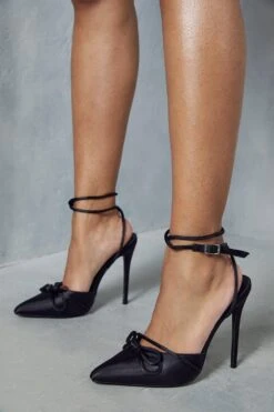Pointed Bow Detail High Heels
