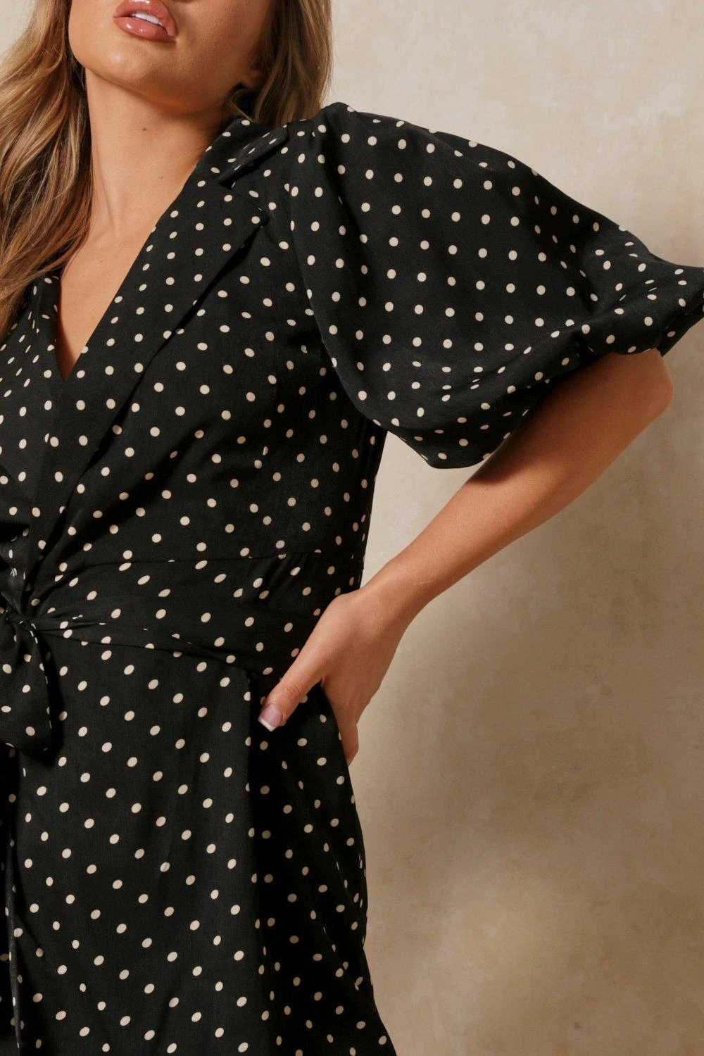 Polka Dot Extreme Puff Sleeve Wrap Dress 7 Polka Dot Extreme Puff Sleeve Wrap Dress - Image 5
