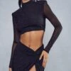 Premium Diamante High Neck Crop Top -Ladies Clothing Shop black premium diamante high neck crop top