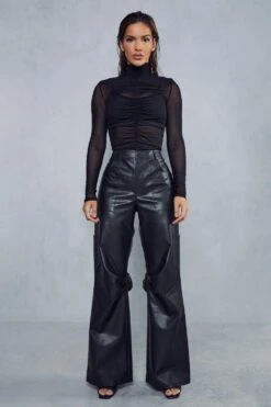 Premium Leather Look Relaxed Trousers