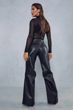 Premium Leather Look Relaxed Trousers -Ladies Clothing Shop black premium leather look relaxed trousers 1 2