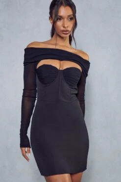 Premium Mesh Corset Overlay Mini Dress
