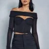 Premium Mesh Corset Overlay Top -Ladies Clothing Shop black premium mesh corset overlay top