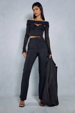 Premium Mesh Corset Overlay Top -Ladies Clothing Shop black premium mesh corset overlay top 3