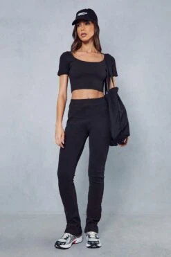 Premium Rib Flared Leg Trousers