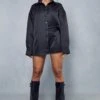 Premium Satin Shirt & Shorts Co-ord -Ladies Clothing Shop black premium satin shirt shorts co ord
