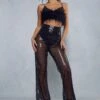 Premium Sequin Flare Leg Trouser 1 Premium Sequin Flare Leg Trouser -Ladies Clothing Shop black premium sequin flare leg trouser