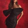 Premium Taffeta Bow Mini Dress -Ladies Clothing Shop black premium taffeta bow mini dress