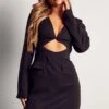 Premium Tailored Hook And Eye Blazer Dress -Ladies Clothing Shop black premium tailored hook and eye blazer dress