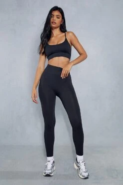 Recycled Rib Bralet And Full Length Legging -Ladies Clothing Shop black recycled rib bralet and full length legging 3
