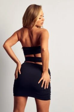 Recycled Strapless Cut Out Mini Dress -Ladies Clothing Shop black recycled strapless cut out mini dress 2