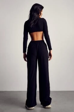 Recycled Towelling Two Piece Trouser Co-ord -Ladies Clothing Shop black recycled towelling two piece trouser co ord 2