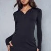 Rib Collared Bodycon Mini Dress -Ladies Clothing Shop black rib collared bodycon mini dress