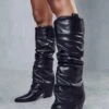 Ruched Western Knee High Boot -Ladies Clothing Shop black ruched western knee high boot