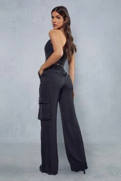 Satin Corset & Cargo Pant Co-ord 9 Satin Corset & Cargo Pant Co-ord -Ladies Clothing Shop black satin corset cargo pant co ord 2