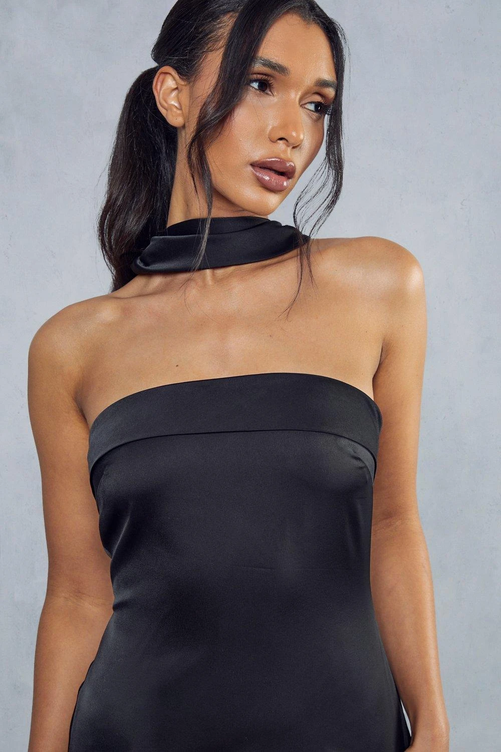 Satin Halterneck Choker Detail Mini Dress 8 Satin Halterneck Choker Detail Mini Dress - Image 6