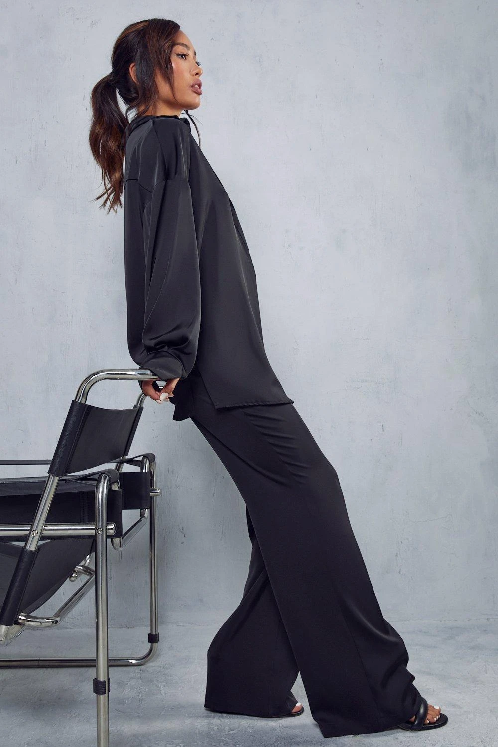 Satin High Waisted Straight Leg Trouser 4 Satin High Waisted Straight Leg Trouser - Image 2