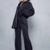 Satin High Waisted Straight Leg Trouser -Ladies Clothing Shop black satin high waisted straight leg trouser