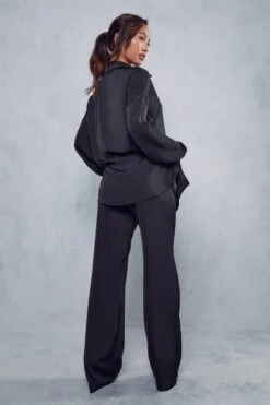Satin High Waisted Straight Leg Trouser 9 Satin High Waisted Straight Leg Trouser -Ladies Clothing Shop black satin high waisted straight leg trouser 2