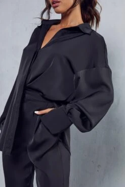 Satin High Waisted Straight Leg Trouser 11 Satin High Waisted Straight Leg Trouser -Ladies Clothing Shop black satin high waisted straight leg trouser 4