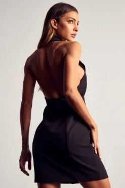 Satin Tuxedo Mini Dress -Ladies Clothing Shop black satin tuxedo mini dress 2