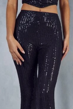 Sequin Split Hem Legging -Ladies Clothing Shop black sequin split hem legging 1 4