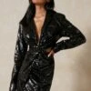 Sequin Twist Cut Out Blazer Dress -Ladies Clothing Shop black sequin twist cut out blazer dress