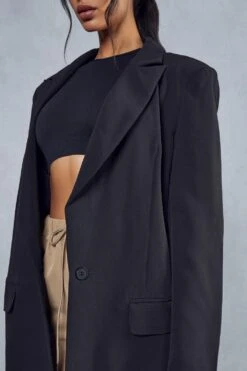 Shoulder Pad Oversized Blazer -Ladies Clothing Shop black shoulder pad oversized blazer 4
