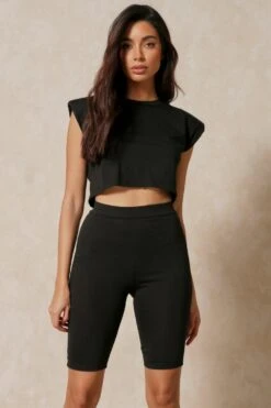 Shoulder Pad T-Shirt Shorts Set